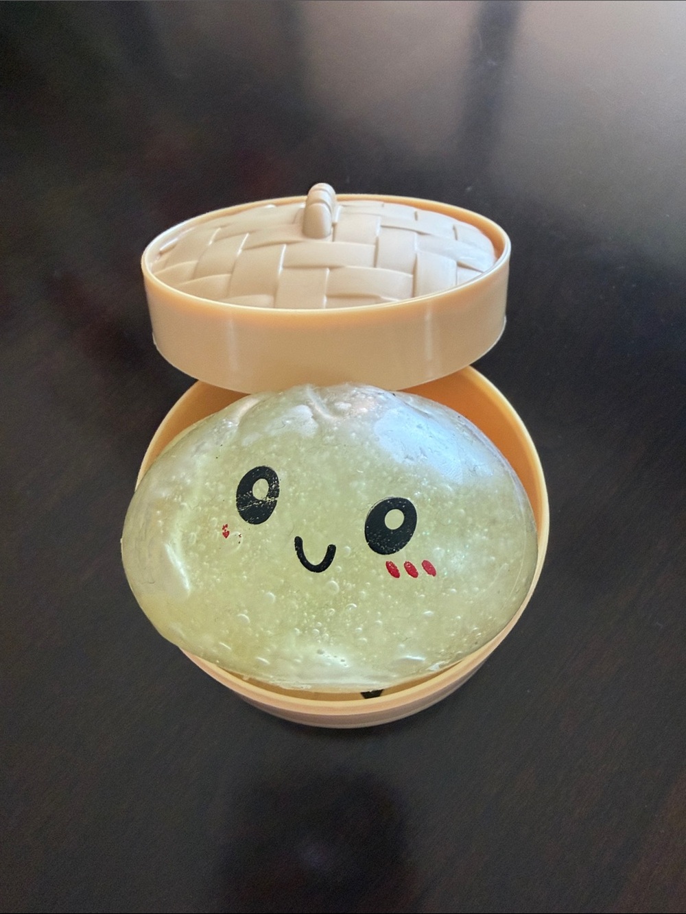 Kawaii Clear Yellow Gel Squishy in Cream Compact Case